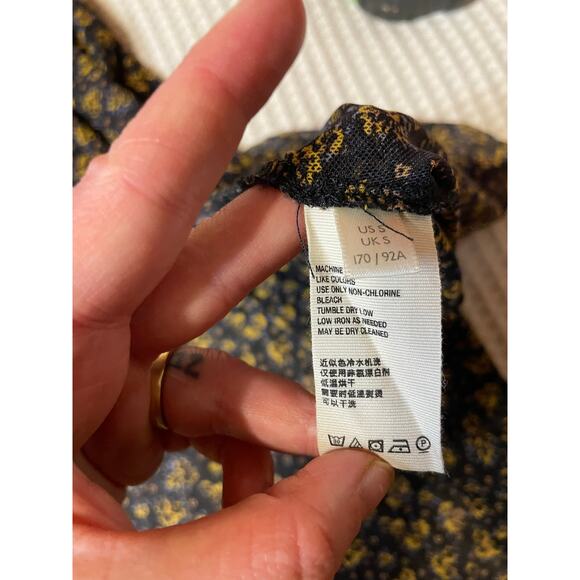 Fee People Hello and Goodbye Mesh Black Floral Long Sleeve Maxi Dress Sm Cottage - Picture 9 of 12